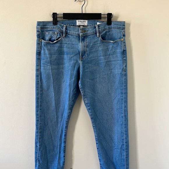 FRAME Le Garçon in Daphne Blue Super Stretch Mid Rise Boyfriend Denim Jeans 32 - Picture 3 of 12